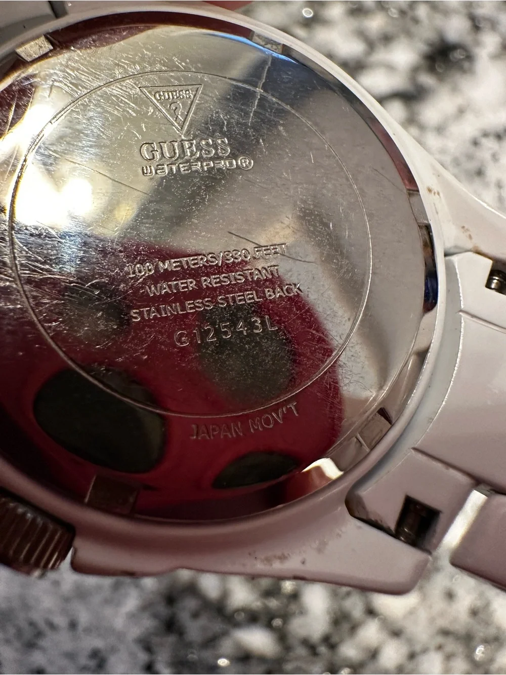 GUESS White Ceramic Crystal Bezel Women's Watch